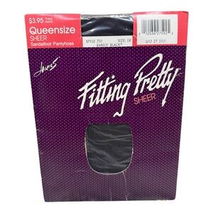 1988 Hanes Fitting Pretty Sheer Queen Size 1X Barely Black Sandalfoot Nylon